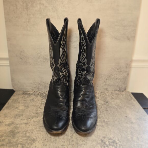 Classic Justin 1409 Black Leather London Calf Western Boots Men\'s Size 11 B main image 7